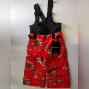 Obermeyer Kids Red Moose Print Ski Snow Bib Pants I Grow Feature Size 2